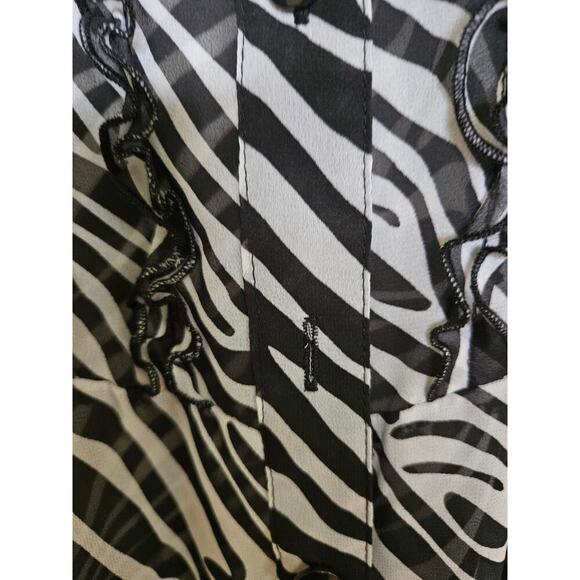 Style and Co. Women's Sheer Button Down Belted Blouse 18W Plus Zebra Print - Picture 5 of 7